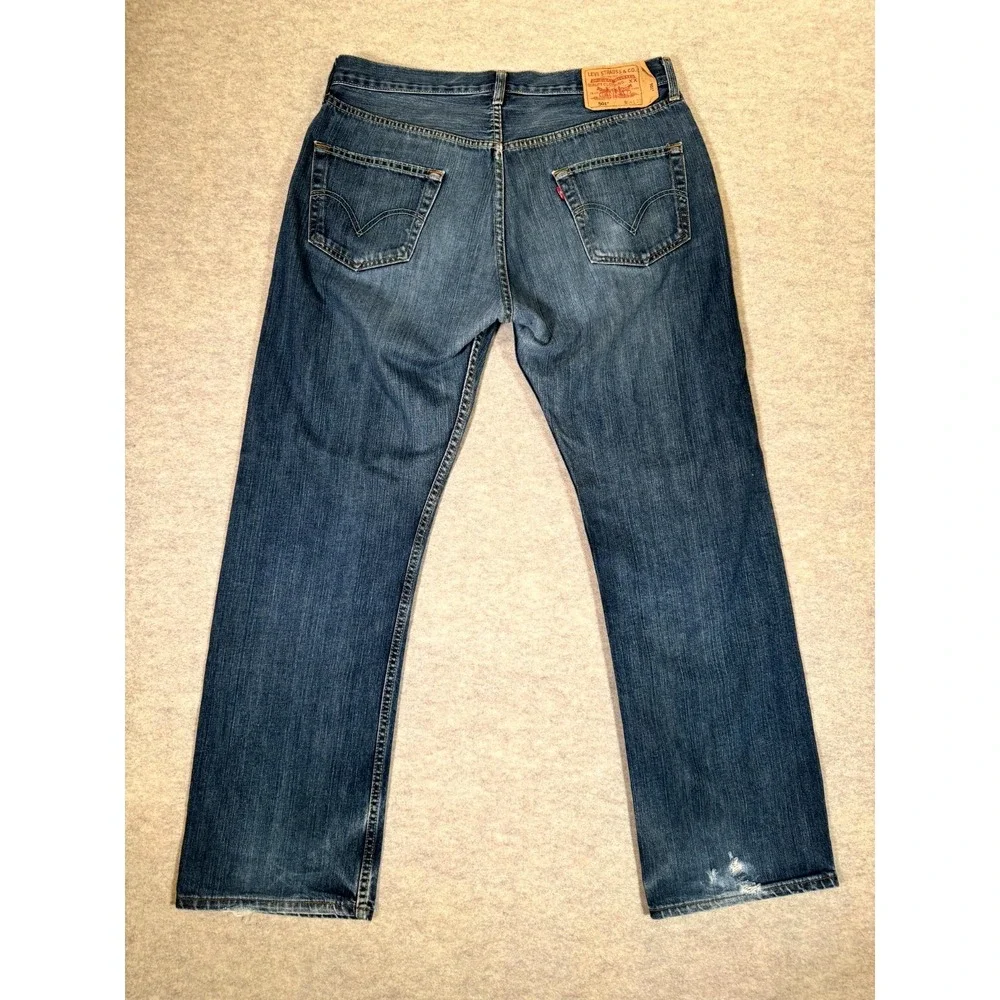 Levis 501 Original Fit Straight Jeans Mens 36x32 Blue Denim‎ Cotton Medium Wash